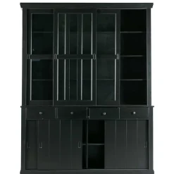 Wohnen Esszimmer-Vitrinen|Esszimmerschränke*166x215x48 Buffetschrank in Schwarz Kiefer - Nariosca