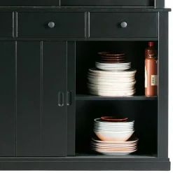 Wohnen Esszimmer-Vitrinen|Esszimmerschränke*166x215x48 Buffetschrank in Schwarz Kiefer - Nariosca