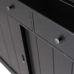 Wohnen Esszimmer-Vitrinen|Esszimmerschränke*166x215x48 Buffetschrank in Schwarz Kiefer - Nariosca