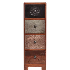 Wohnen 30x85x30 cm Akazie Hochkommode mit Schnitzerei - Welina