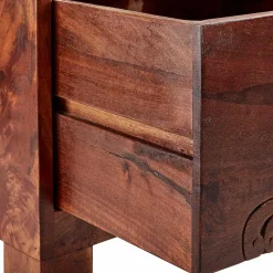 Wohnen 30x85x30 cm Akazie Hochkommode mit Schnitzerei - Welina