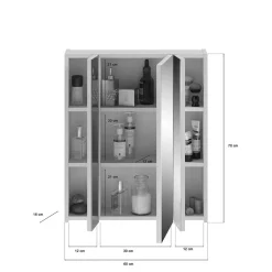 Wohnen 60x70x18 cm Bad Spiegelschrank 3-türig - Whale