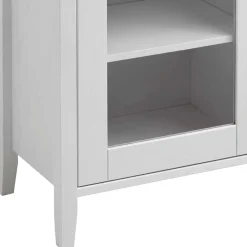 Wohnen 55x149x35 cm Badezimmer Vitrine in Weiß & Grau - Mirandesca