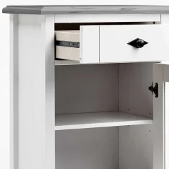 Wohnen 55x149x35 cm Badezimmer Vitrine in Weiß & Grau - Mirandesca