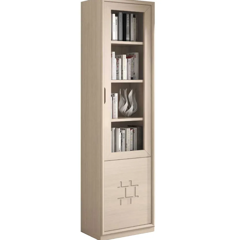 Wohnen 60x225x45 cm Bücher Vitrine in Esche Hell - Odillava