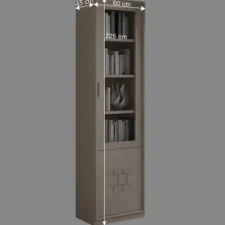 Wohnen 60x225x45 cm Bücher Vitrine in Esche Hell - Odillava