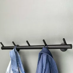 Wohnen 55x8x13 cm Garderobe aus Stahl in Schwarz - Yanathon