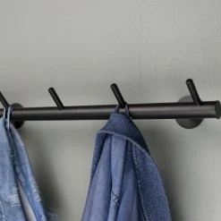 Wohnen 55x8x13 cm Garderobe aus Stahl in Schwarz - Yanathon