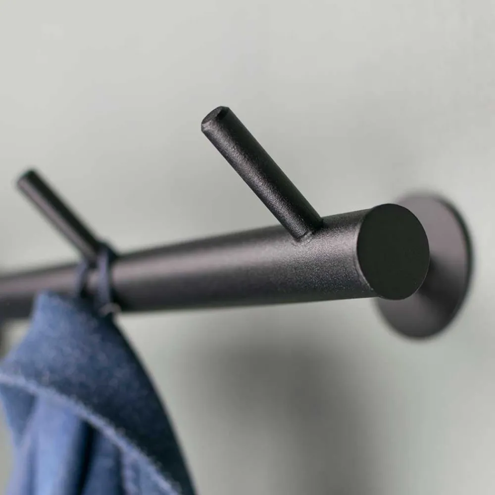 Wohnen 55x8x13 cm Garderobe aus Stahl in Schwarz - Yanathon