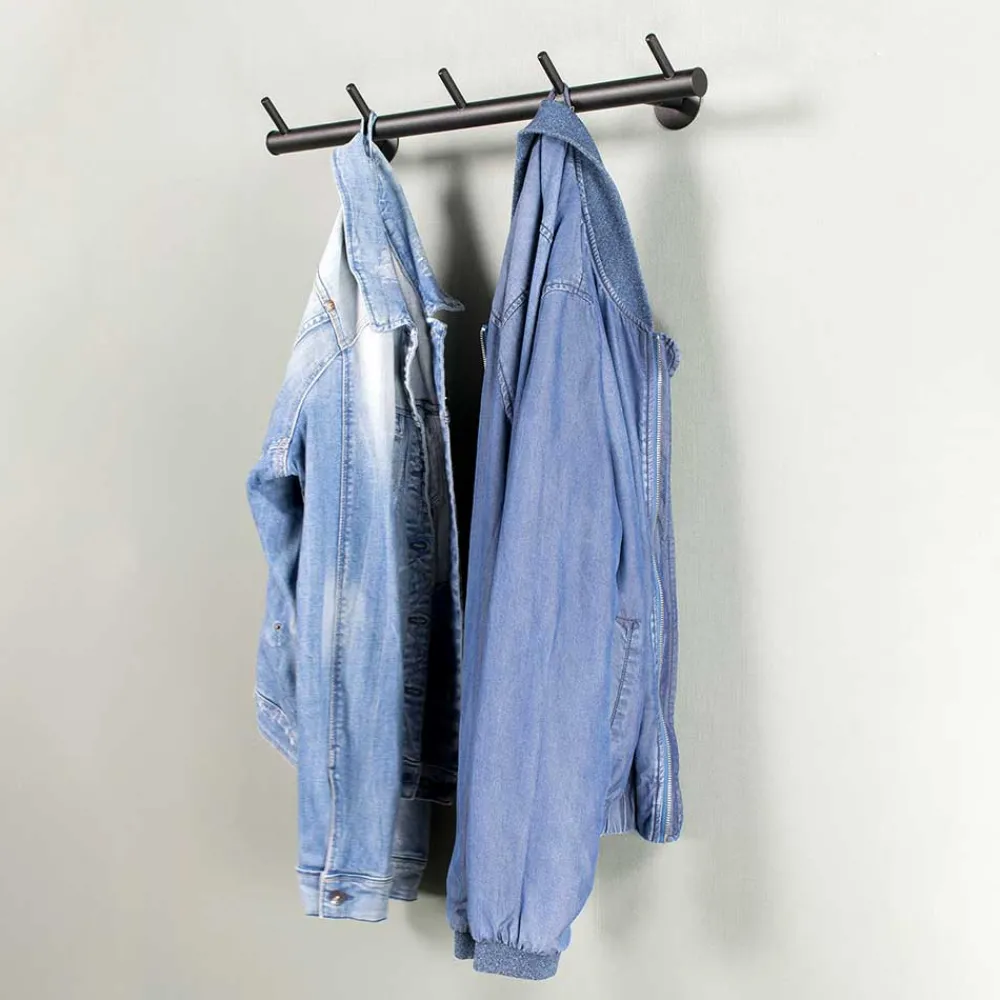 Wohnen 55x8x13 cm Garderobe aus Stahl in Schwarz - Yanathon