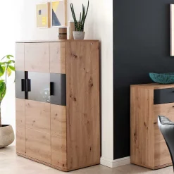 Wohnen 120x134x37 cm Highboard mit drei Türen - Vecenda