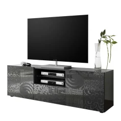Wohnen 181x57x42 cm Hochglanz TV Element in Grau - Ipatal I