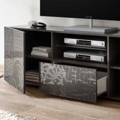 Wohnen 181x57x42 cm Hochglanz TV Element in Grau - Ipatal I