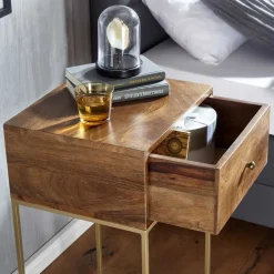 Wohnen Flurkommoden|Nachttische*40x76x35 cm Hohe Nachtkommode mit einer Schublade - Kanados