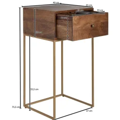 Wohnen Flurkommoden|Nachttische*40x76x35 cm Hohe Nachtkommode mit einer Schublade - Kanados