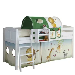 Kinder Wohnen 96x118x206 cm Kinder Hochbett aus weißer Kiefer - Moto