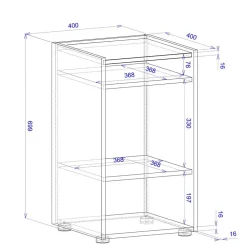 Wohnen 40x70x40 cm Kleines Regal mit drei Fächern - Nonessia