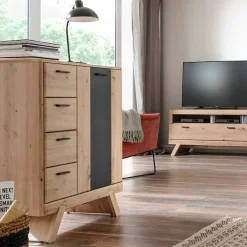 Wohnen 89x103x44 cm Kommode in Holzdekor Eiche - Larinca