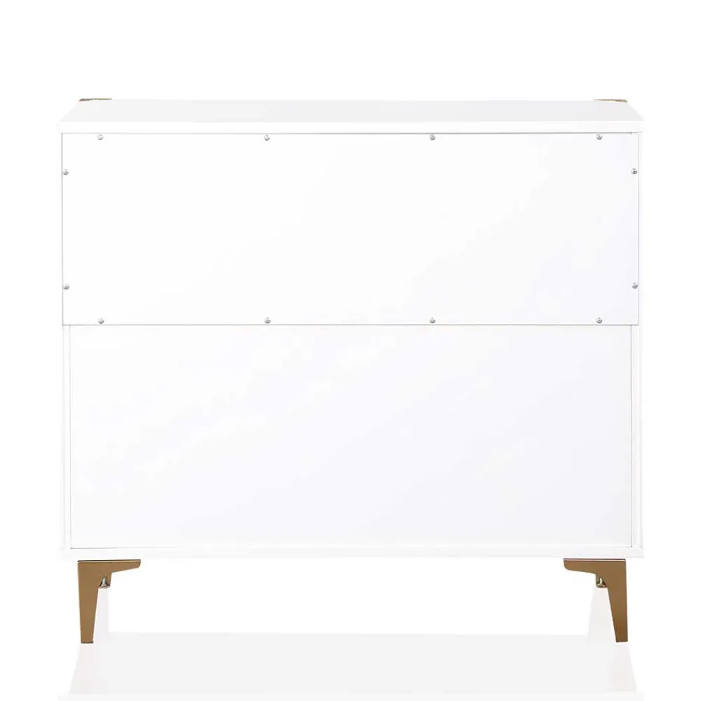 Wohnen 91x81x46 cm Kommode in Weiß und Messing - Onan