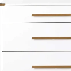 Wohnen 91x81x46 cm Kommode in Weiß und Messing - Onan