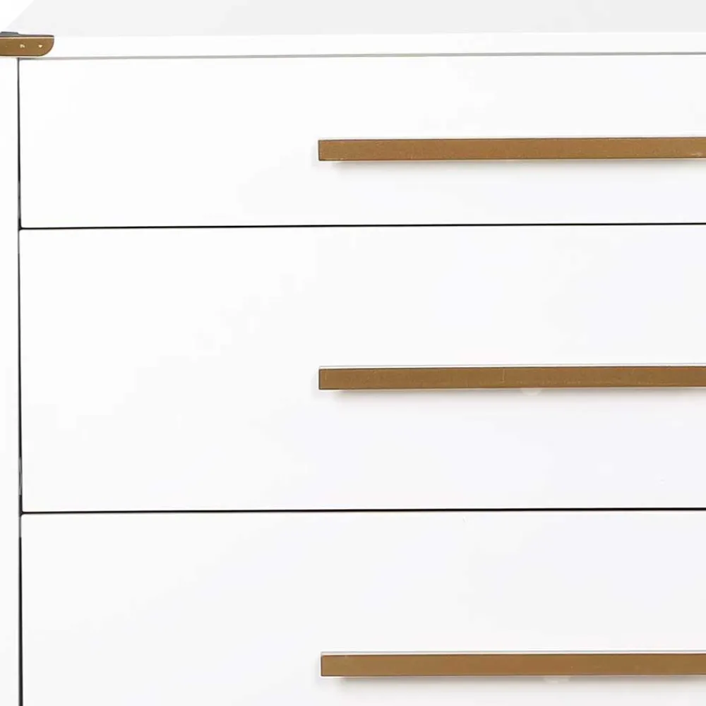 Wohnen 91x81x46 cm Kommode in Weiß und Messing - Onan