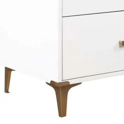 Wohnen 91x81x46 cm Kommode in Weiß und Messing - Onan