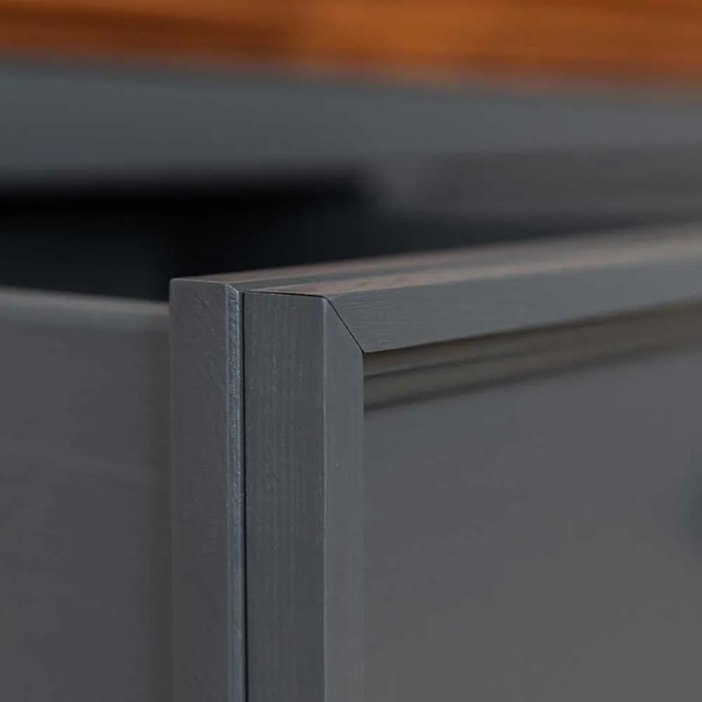 Wohnen 112x88x45 cm Landhaus Kommode in Grau & Eiche - Witenga