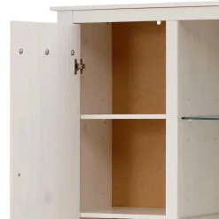 Wohnen 75x170x35 cm Landhaus Schrank in Weiß - Manduza