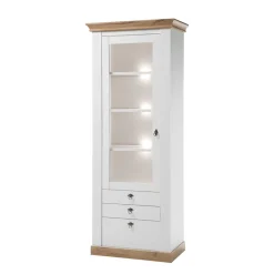 Wohnen 82x204x44 cm Landhaus Vitrine mit Glastür - Diatara