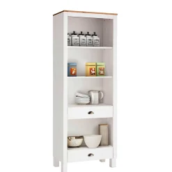 Wohnen 75x205x40 cm Landhausregal in Weiß - Canarius