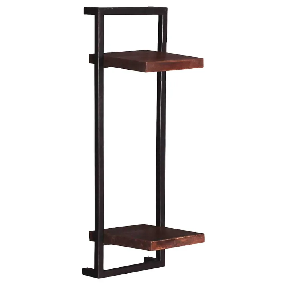 Wohnen 30x80x11 cm Metall Wandregal mit zwei Ablagen - Solapura