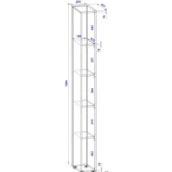 Wohnen Büroregale*20x200x40 cm Nischenregal mit fünf Fächern - Nonessia