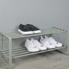 Wohnen 70x29x27 cm Schuhregal aus Stahl in Graugrün - Mion