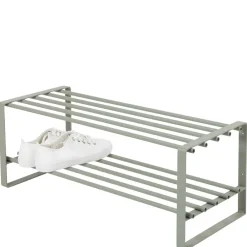 Wohnen 70x29x27 cm Schuhregal aus Stahl in Graugrün - Mion