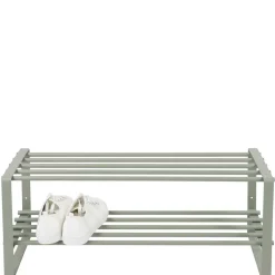 Wohnen 70x29x27 cm Schuhregal aus Stahl in Graugrün - Mion