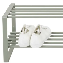 Wohnen 70x29x27 cm Schuhregal aus Stahl in Graugrün - Mion
