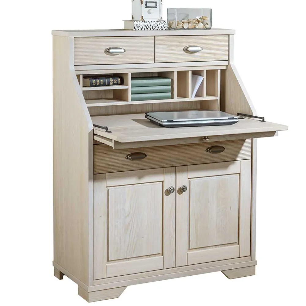 Wohnen Esszimmerschränke*87x117x44 cm Sekretär aus Eiche White Washed - Larioja