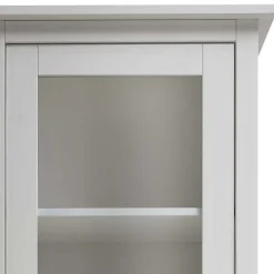 Wohnen 58x200x40 cm Skandi Vitrine in Weiß lackiert - Astinion