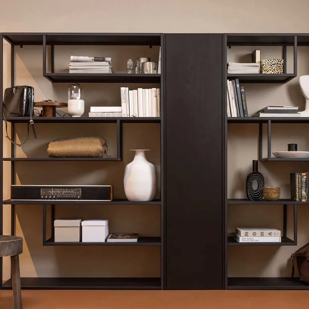 Wohnen Wohnzimmerschränke|Schränke*44x188x35 cm 1-türiger Schrank in Schwarz lackiert - Riley