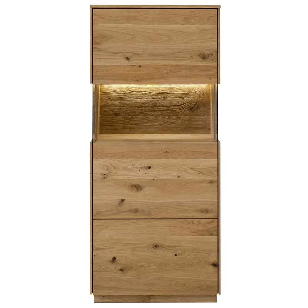 Wohnen Wohnzimmerschränke*63x145x44 cm 1-türiger Vitrinenschrank aus Massivholz - Obinson