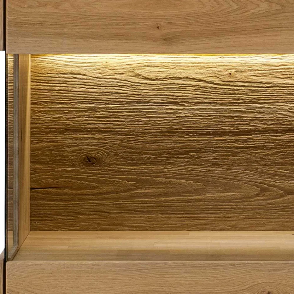 Wohnen Wohnzimmerschränke*63x145x44 cm 1-türiger Vitrinenschrank aus Massivholz - Obinson