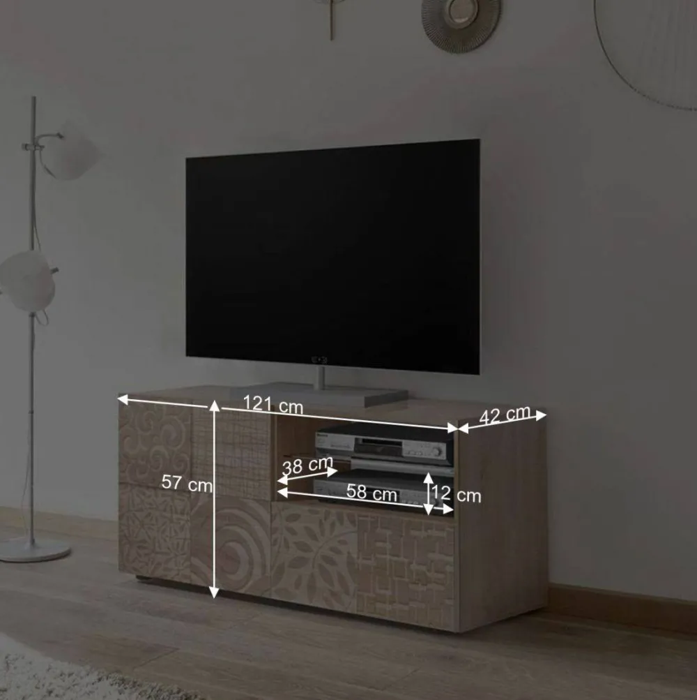 Wohnen 121x57x42 cm TV Board in Dekor Eiche Sonoma - Bielvas
