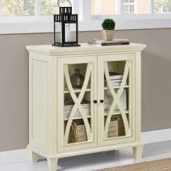 Wohnen 80x87x38 cm Vintage Vitrine in Cremeweiß - Arvid