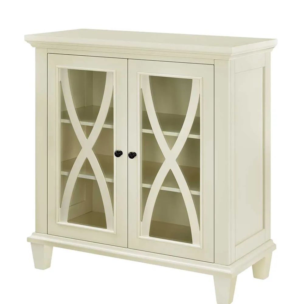 Wohnen 80x87x38 cm Vintage Vitrine in Cremeweiß - Arvid