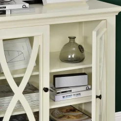 Wohnen 80x87x38 cm Vintage Vitrine in Cremeweiß - Arvid