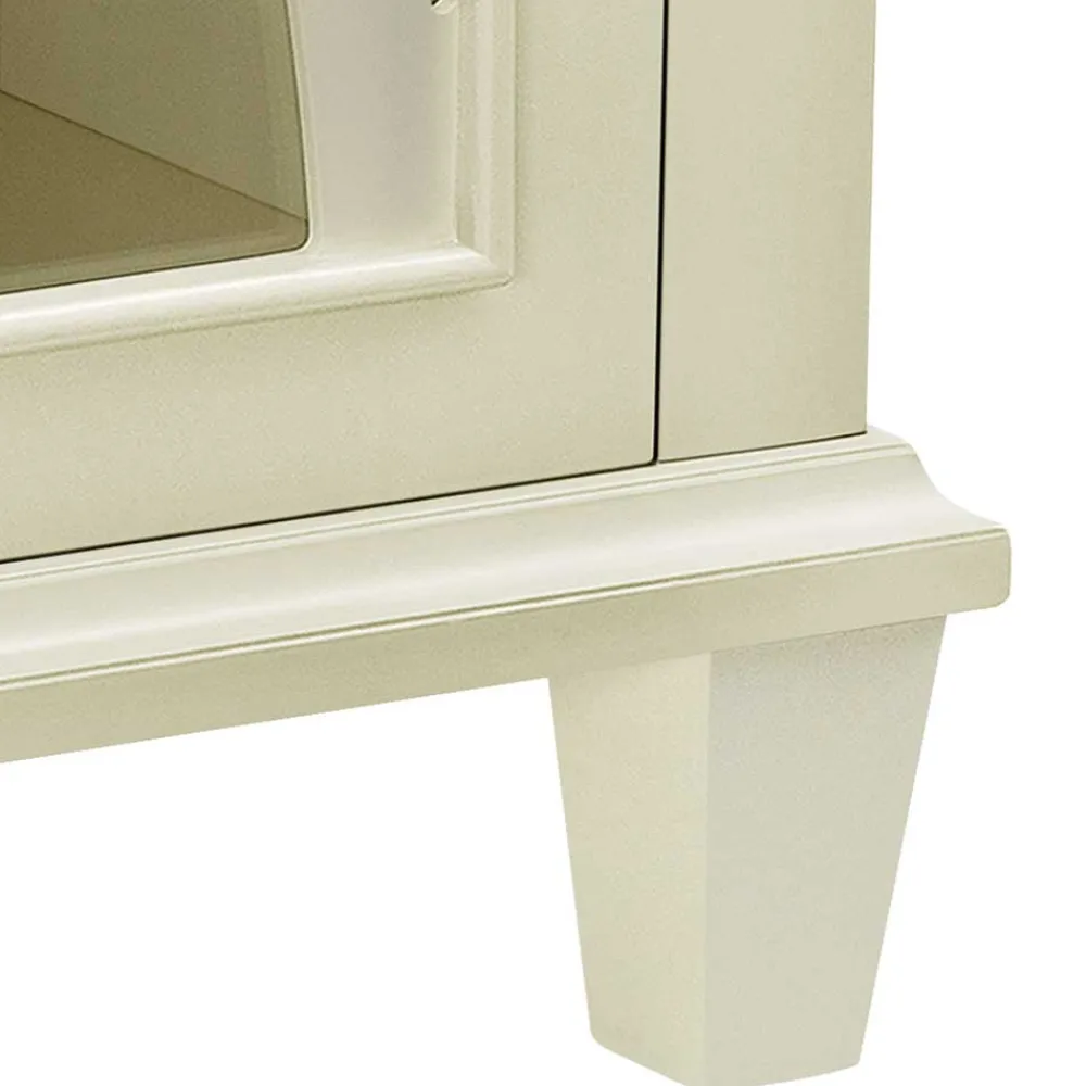 Wohnen 80x87x38 cm Vintage Vitrine in Cremeweiß - Arvid