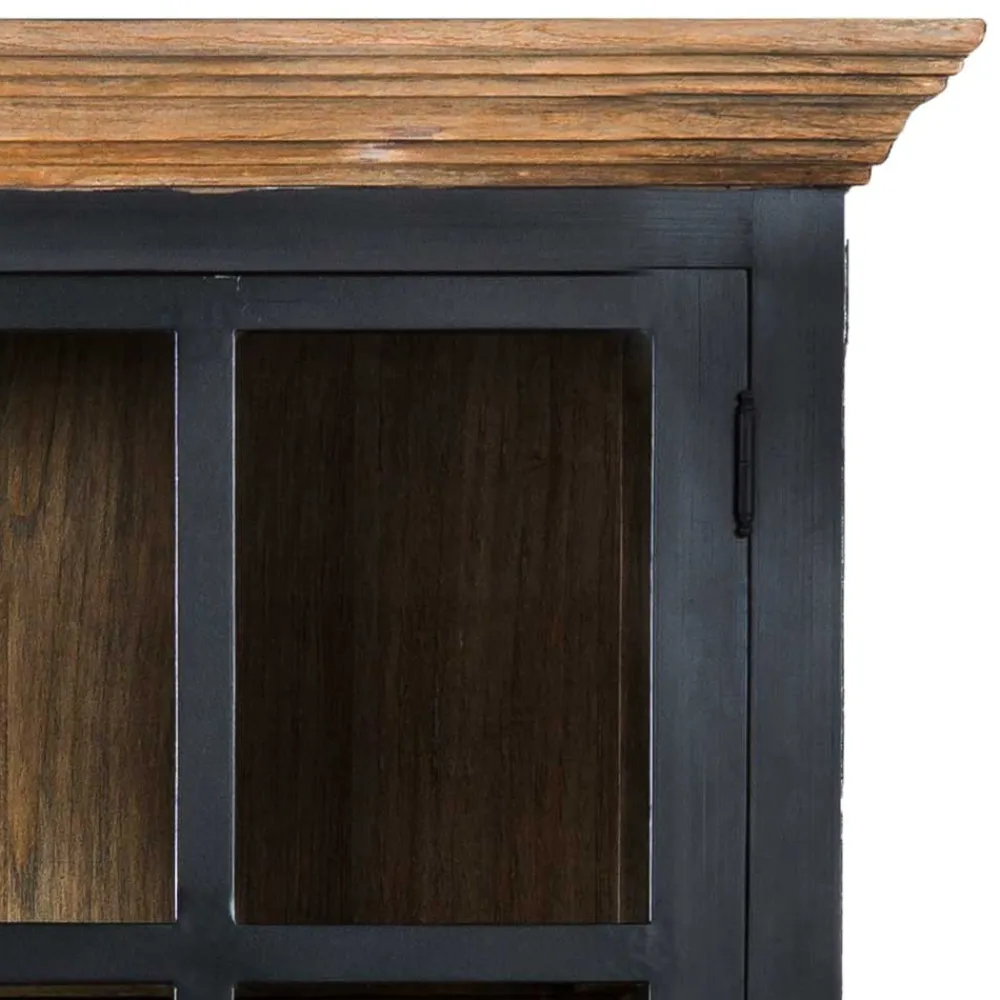 Wohnen Vitrinen|Wohnzimmer-Vitrinen*130x230x47 cm Vintage Vitrine Schrank in Schwarz - Niovan