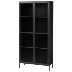 Wohnen 90x190x40 cm Vitrinenschrank aus schwarzem Metall - Gulliver