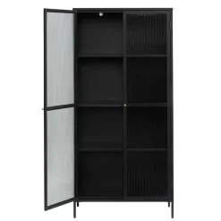 Wohnen 90x190x40 cm Vitrinenschrank aus schwarzem Metall - Gulliver