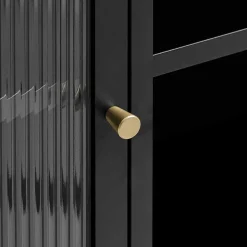 Wohnen 90x190x40 cm Vitrinenschrank aus schwarzem Metall - Gulliver